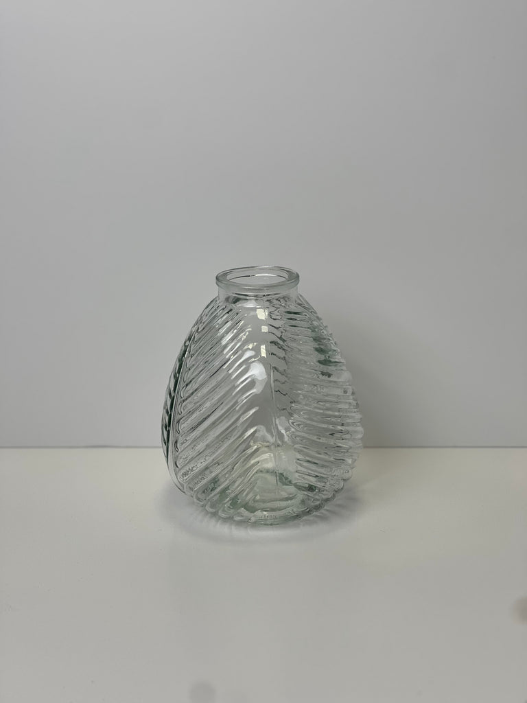 Leaf Glass Bottle X H13cm - Clear — Artificial Floral Supplies