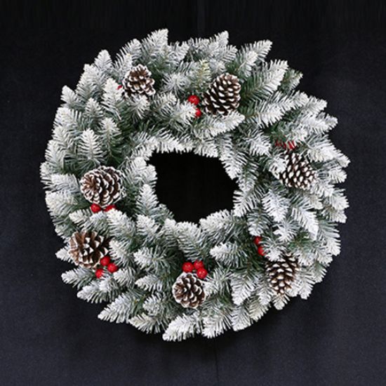 60cm Frosted Spruce Wreath With Cones & Berries