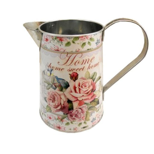 Vintage Style Metal Floral Print Jug - Rose & Home - 15cm