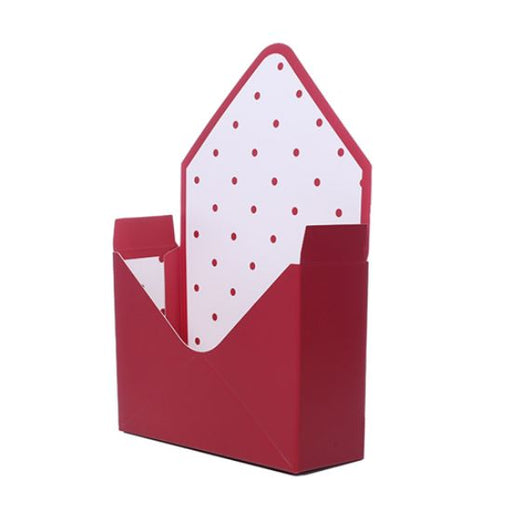 Envelope Flower Box (Lined) x 10 - Red/White  Polka Dots