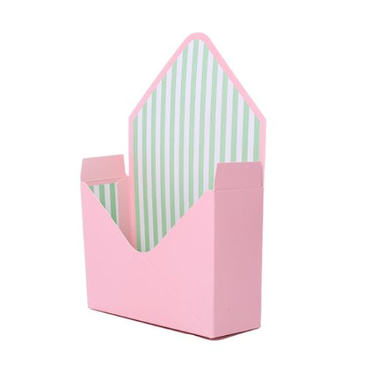 Cardboard Envelope Flower Box Width 23cm - Pack of 10 - Pink/Green