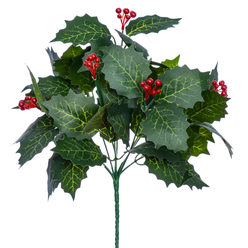 Green Holly & Berry Bush x 31cm