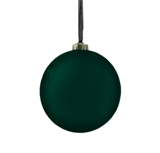 12cm Flocked Bauble - Dark Green