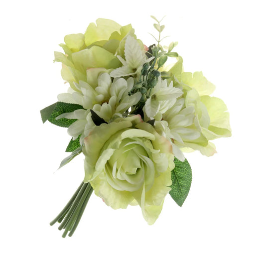 Rose and Gerbera Bundle - Green/Ivory (30cm long)