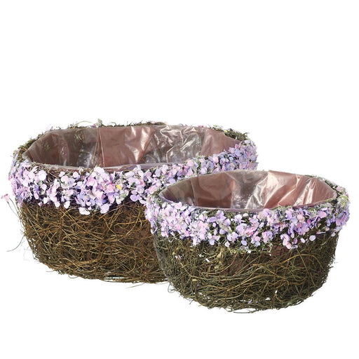 Mia Lined Basket Flower Bowl - Set of 2 - Lilac