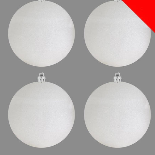 4 x 10cm White Baubles