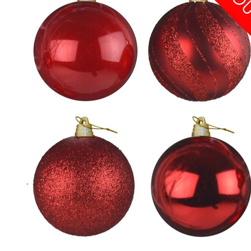 4 x 15cm Large Luxury Baubles - Red