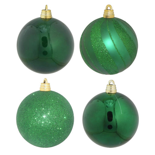 4 x 15cm Luxury Baubles - Green