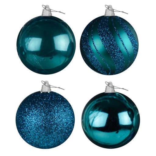 4 x 15cm Luxury Baubles - Kingfisher Blue