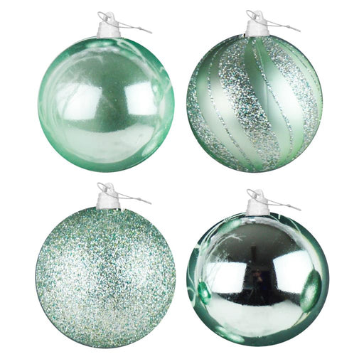 4 x 15cm Luxury Baubles - Sage Green