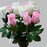 14 Stem Pink & Ivory Rose Grave Pot