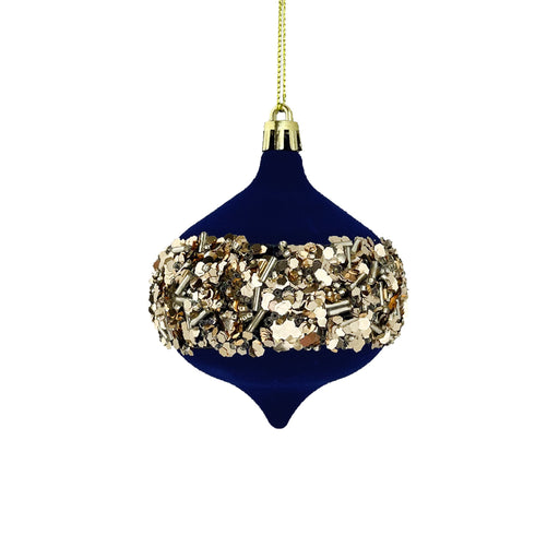 7 x 9cm Sequin Bauble - Navy