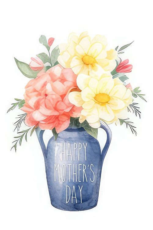 Mother's Day Flower Gift Cards - Mothers Day Vase - Packs of 50 Cards