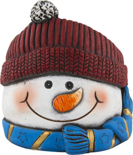 Cement Planter - Woolly Hat Snowman - H 14.2cm