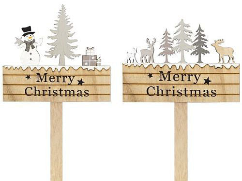 Single Garden Stick - Merry Christmas - One Selected at Random