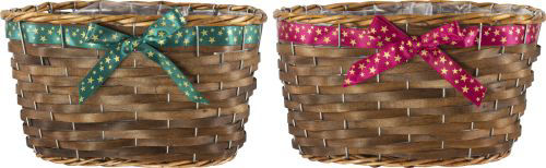 Single Willow Basket with Star Ribbon 23cm - One Selected at Random