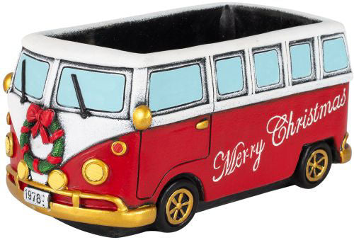 Cement Planter VW Christmas Camper Van H10 x L22cm