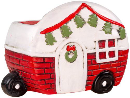 Ceramic Christmas Planter Caravan - Length 16.8cm