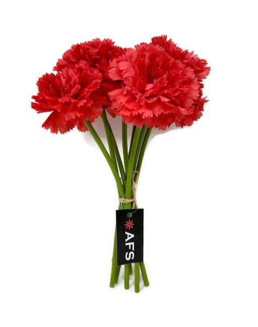 8 Head Carnation Bunch  - Light Red