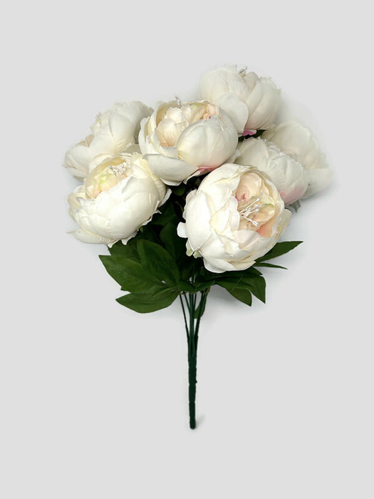 9 Head Cream Peony Flower Bush x 40cm