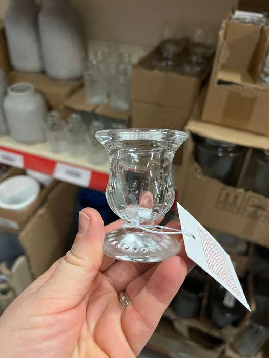 Clear Glass Candle Stick Holder (6.4cm)