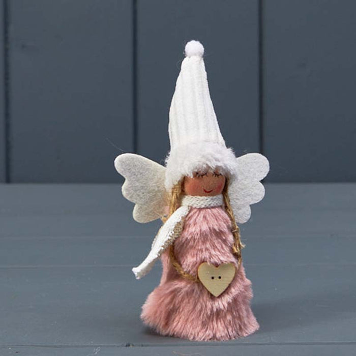 White & Pink Fabric Angel x 10cm