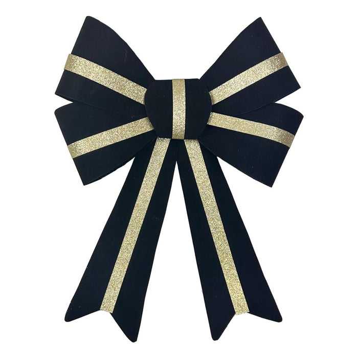 Black & Gold Velour Bow 22x32cm