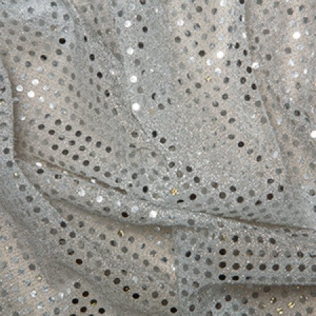 Metre Silver Sequin Jersey Fabric with 3mm Diameter Sequins