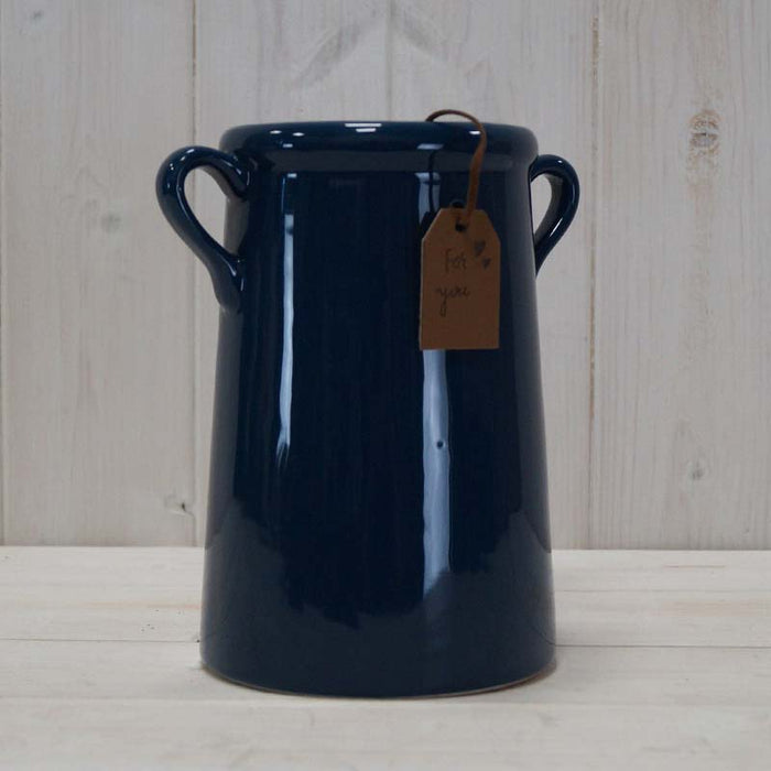 Navy Blue Ceramic Vase x 18cm tall