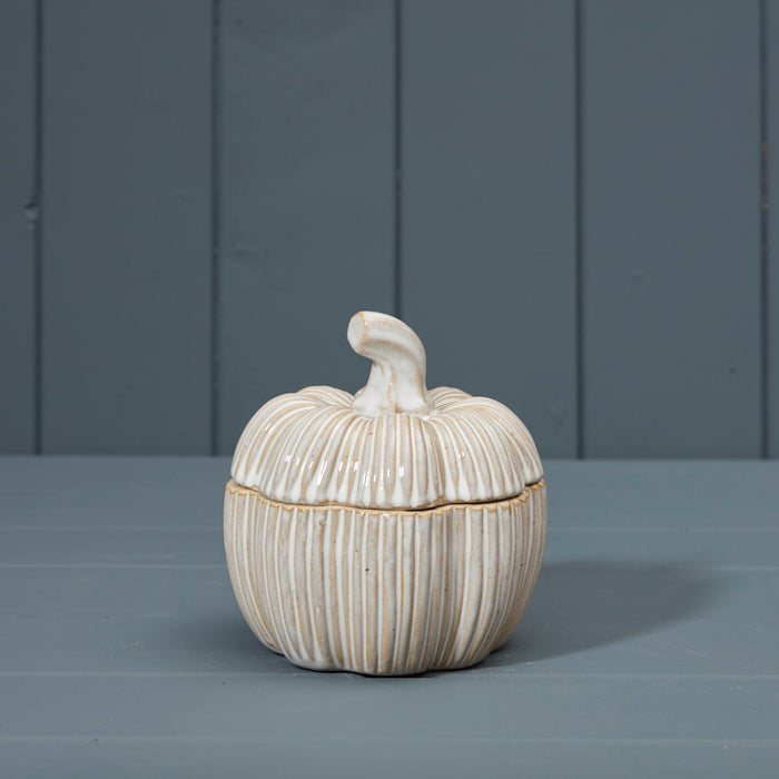 Ceramic Pumpkin Pot with Lid - 12.5cm