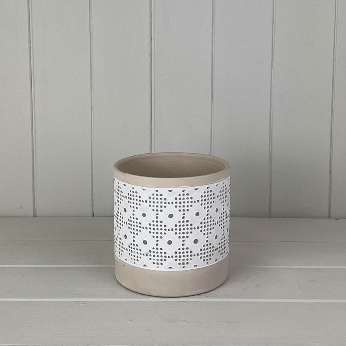 Round Beige Small Diamond Dot Pot