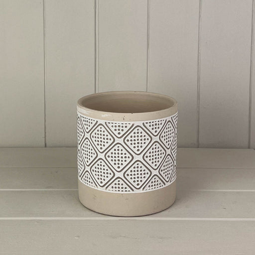 Round Beige Diamond Pot