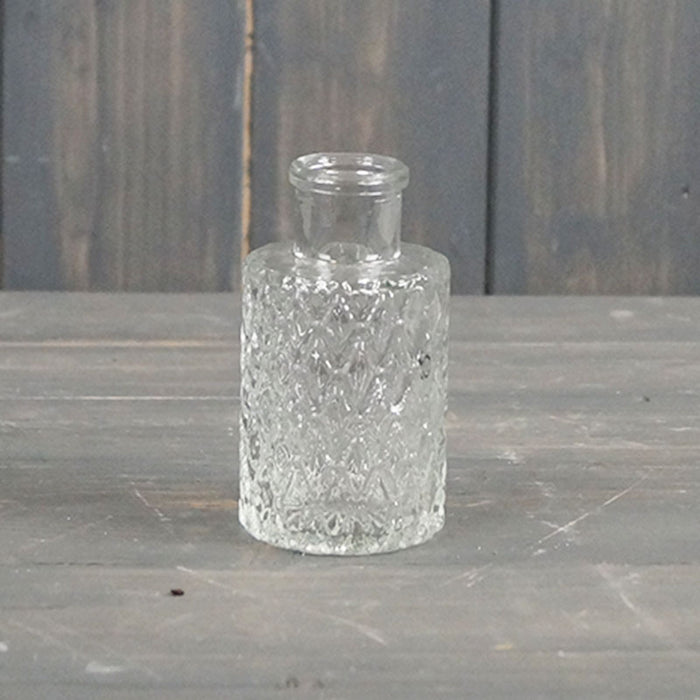 Clear Mini Geometric Glass Bottle x H9cm