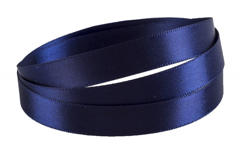 10mm x 20m Double Faced Navy Satin Ribbon