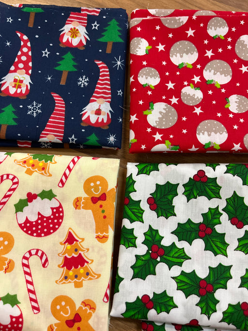 FAT QUARTER Christmas Polycotton Fabric selected randomly-no design