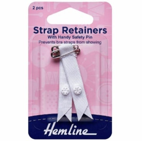 White Shoulder Strap Retainer with Safety Pin - 1 Pair