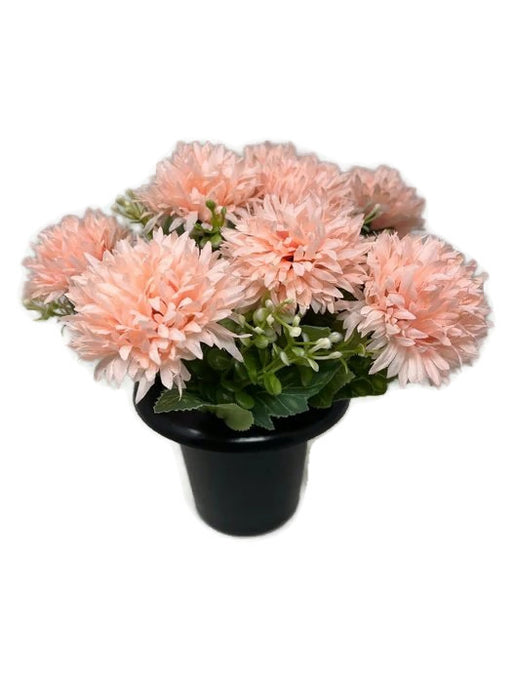 HANDMADE replacement pot with 9 pink chrysanthemum flowers