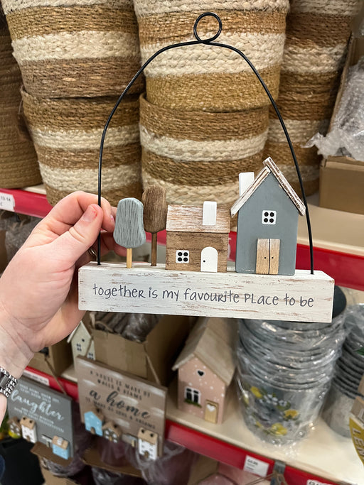 Wooden Hanging 'Together is My Favourite Place To Be' Home Sign