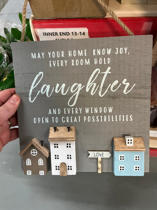 Grey Wooden Home Sign 'May Your Home Know Joy, Every Room Hold Laughter…'