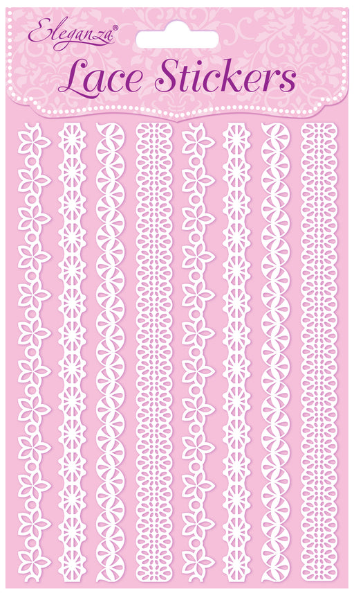 Patterned Lace Strip Stickers - 8 Strips - White Pattern C   