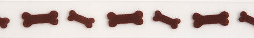 Brown On White Dog Bone 15mm x 3.5m Ribbon