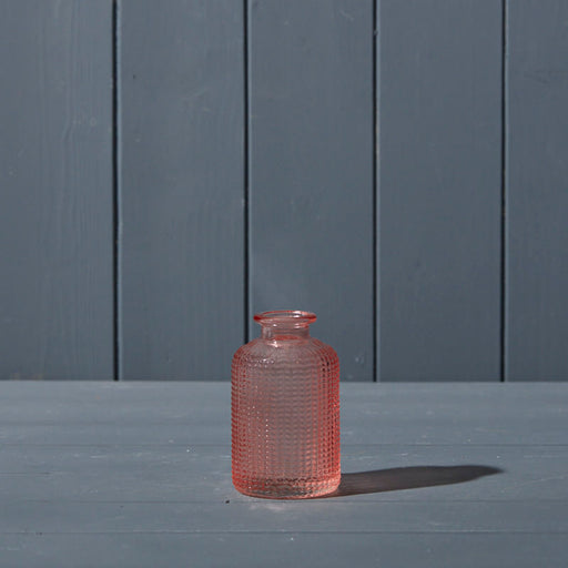 Rose Glass Dimpled Bottle - H10cm