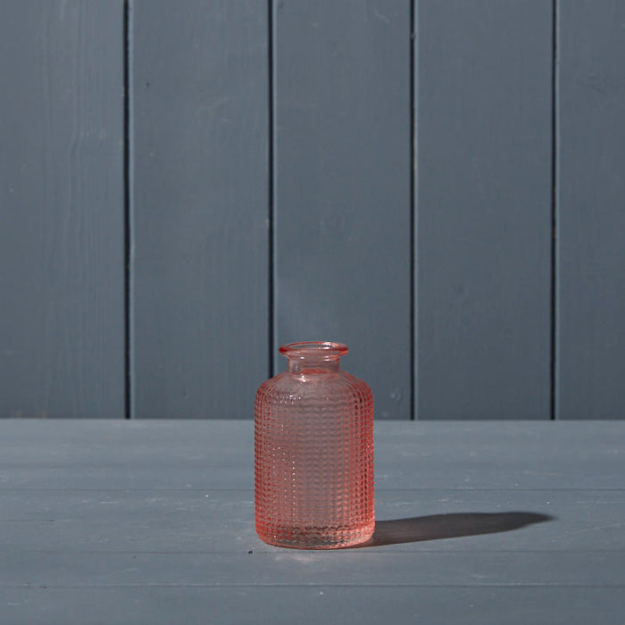 Rose Glass Dimpled Bottle - H10cm