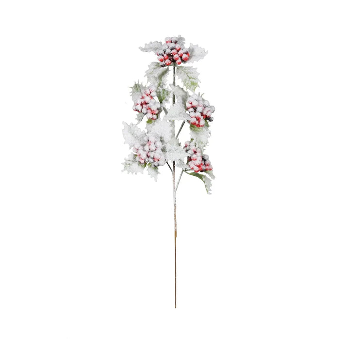 Snowy Berry & Holly Stem x 48cm