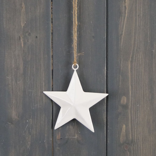 White Enamel Hanging Star x 10cm