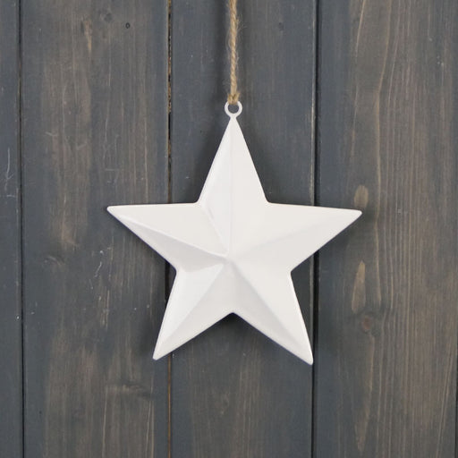 White Enamel Hanging Star x 15cm