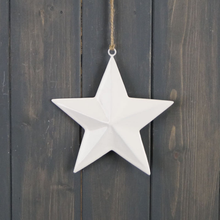 White Enamel Hanging Star x 15cm