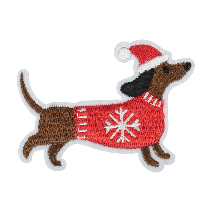 7 x 5cm Christmas Motif - Christmas Dachshund Iron