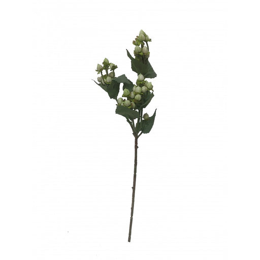 Artificial Hypericum Berry Branch - White/Green - 48cm long