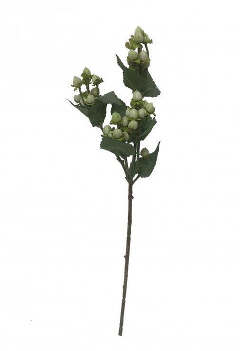 Artificial Hypericum Berry Branch - White/Green - 48cm long